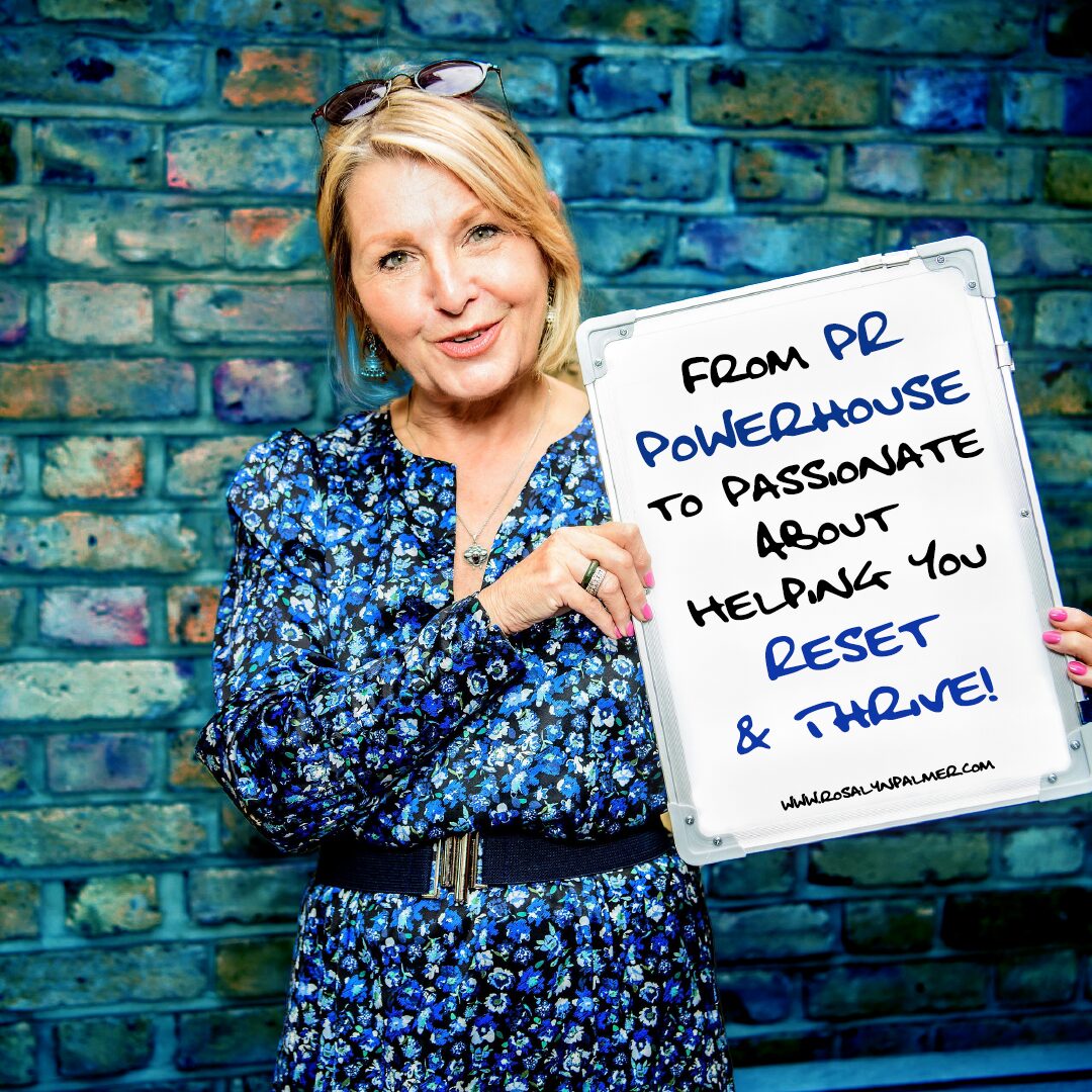 Rosalyn Palmer: Award-winning Transformational Therapist and Coach. Clinical Hypnotherapist. Advanced Rapid Transformational Therapist.  NLP Coach. Certified Weight-loss practitioner. Inspirational speaker.  Emotional wellbeing expert broadcaster and columnist.  Best-selling and award-winning author.  Entrepreneur and maverick.  
